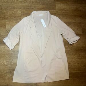 TIMING‎ Womens Blazer Size M Beige Open Front Pockets New